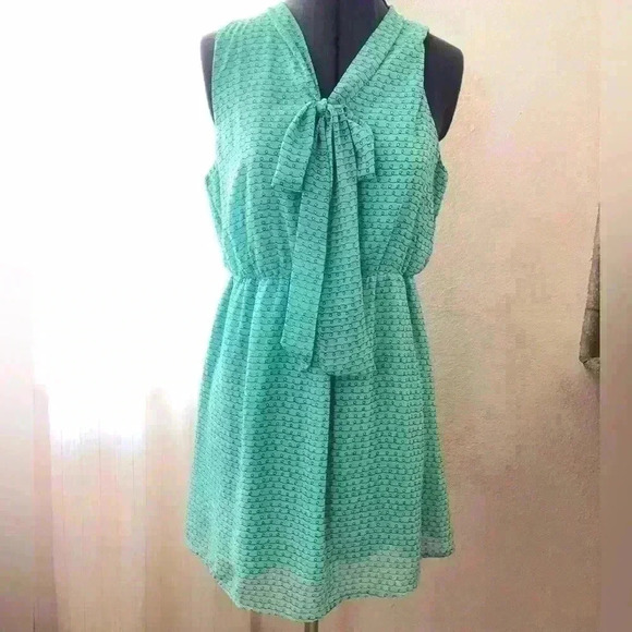 Forever 21 Light Teal? Mint? Sleeveless Front Tie Dress Women L - Picture 4 of 15
